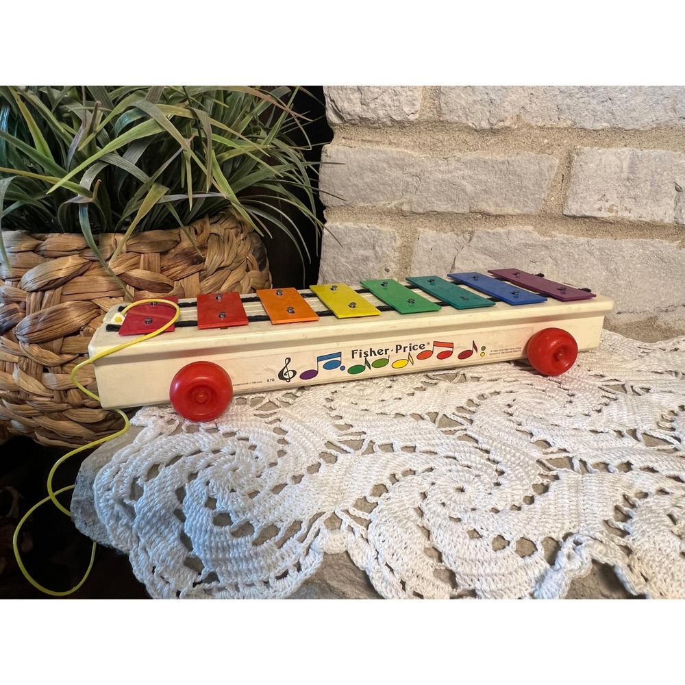 Vintage 1985 Fisher Price Xylophone Pull Toy 870 Rainbow Musical Instrument 80s - Picture 2 of 2